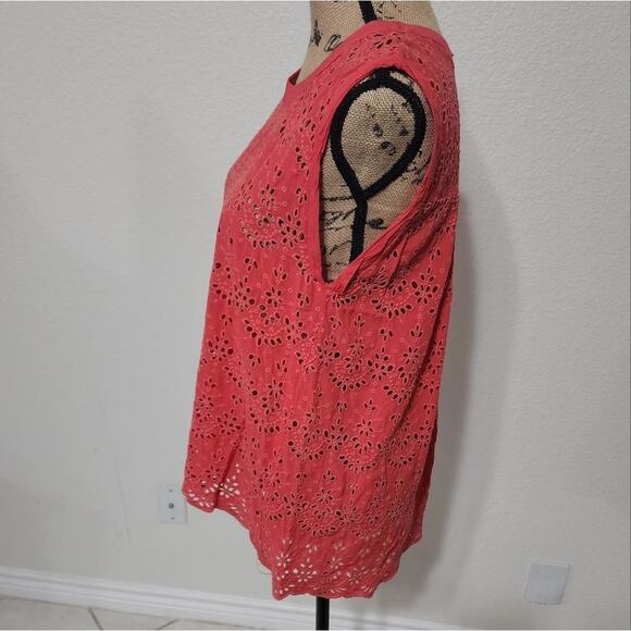 DEMOCRACY PINK lace blouse M - Picture 2 of 6